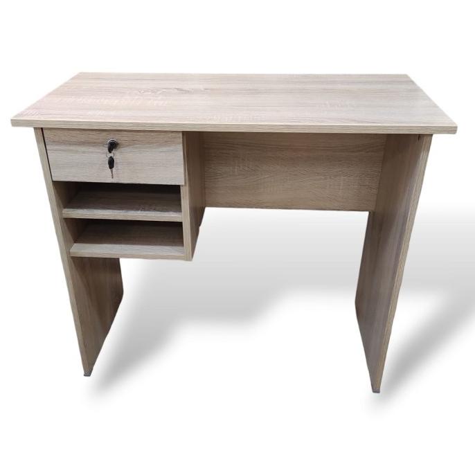 $$$$] Meja Kerja 90cm Laci Belajar Kantor Kecil Staff Oak Kayu