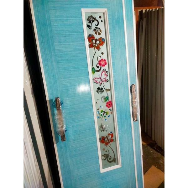 Shp1 Pintu PVC Kamar Mandi Cermin Motif Kaca Depan