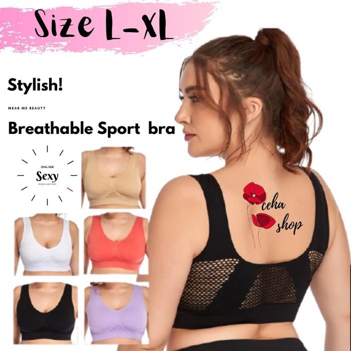 BISA COD - BRA JUMBO SEAMLESS BREATHABLE BH SPORT HOLLOW BUSA TANPA KAWAT BIGSIZE