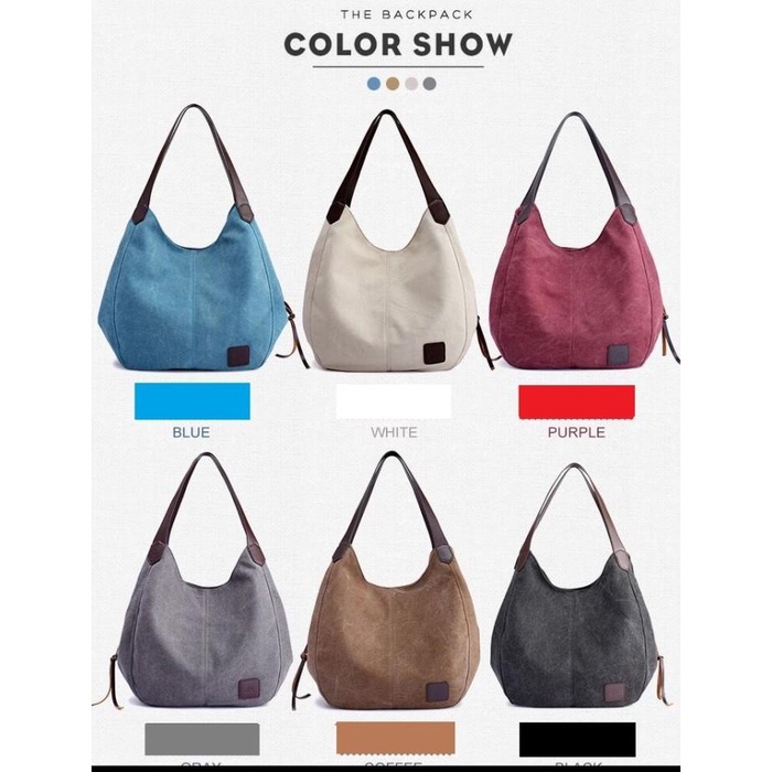 BISA COD - TAS SELEMPANG WANITA BAHAN KANVAS PREMIUM - LOVATA TOTE BAG