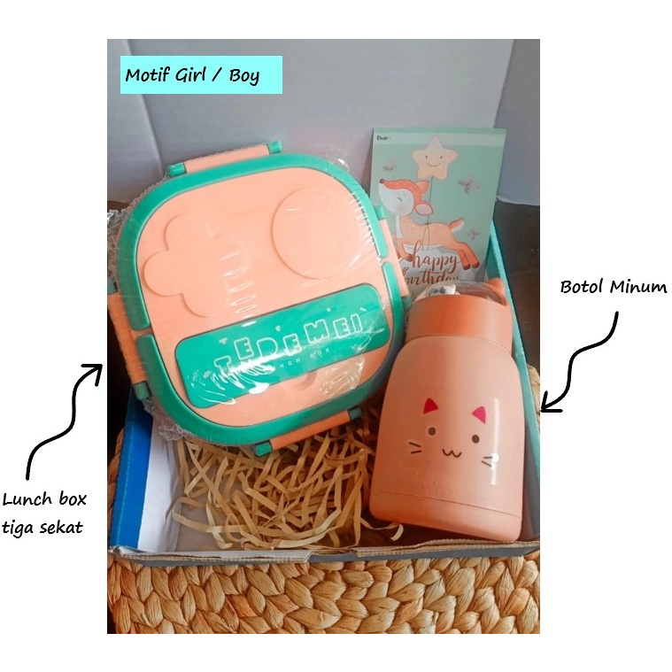 [BABY'S NEEDS] Kado Ulang Tahun Anak Lunch box dan Tumbler - Hampers tempat makan sekolah