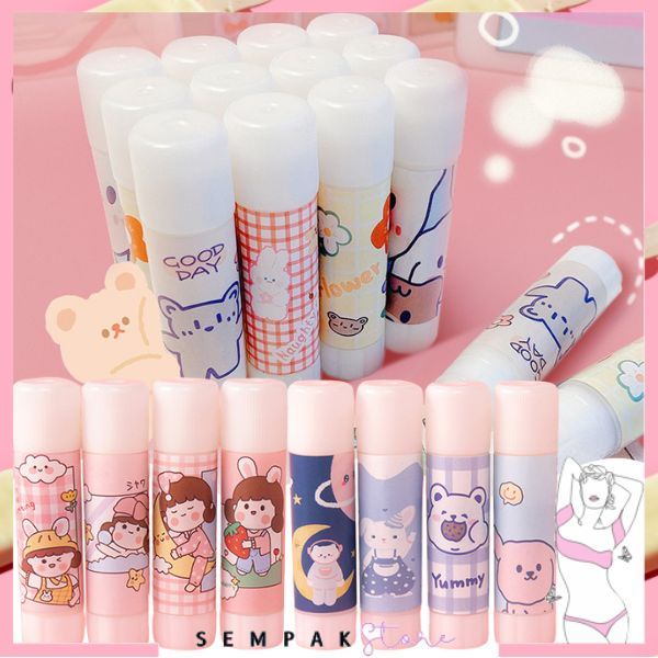 

SS Lem Perekat Kertas Padat Glue Stick Lem Stik Batang Putar Sekolah Kantor Motif Korea Lucu