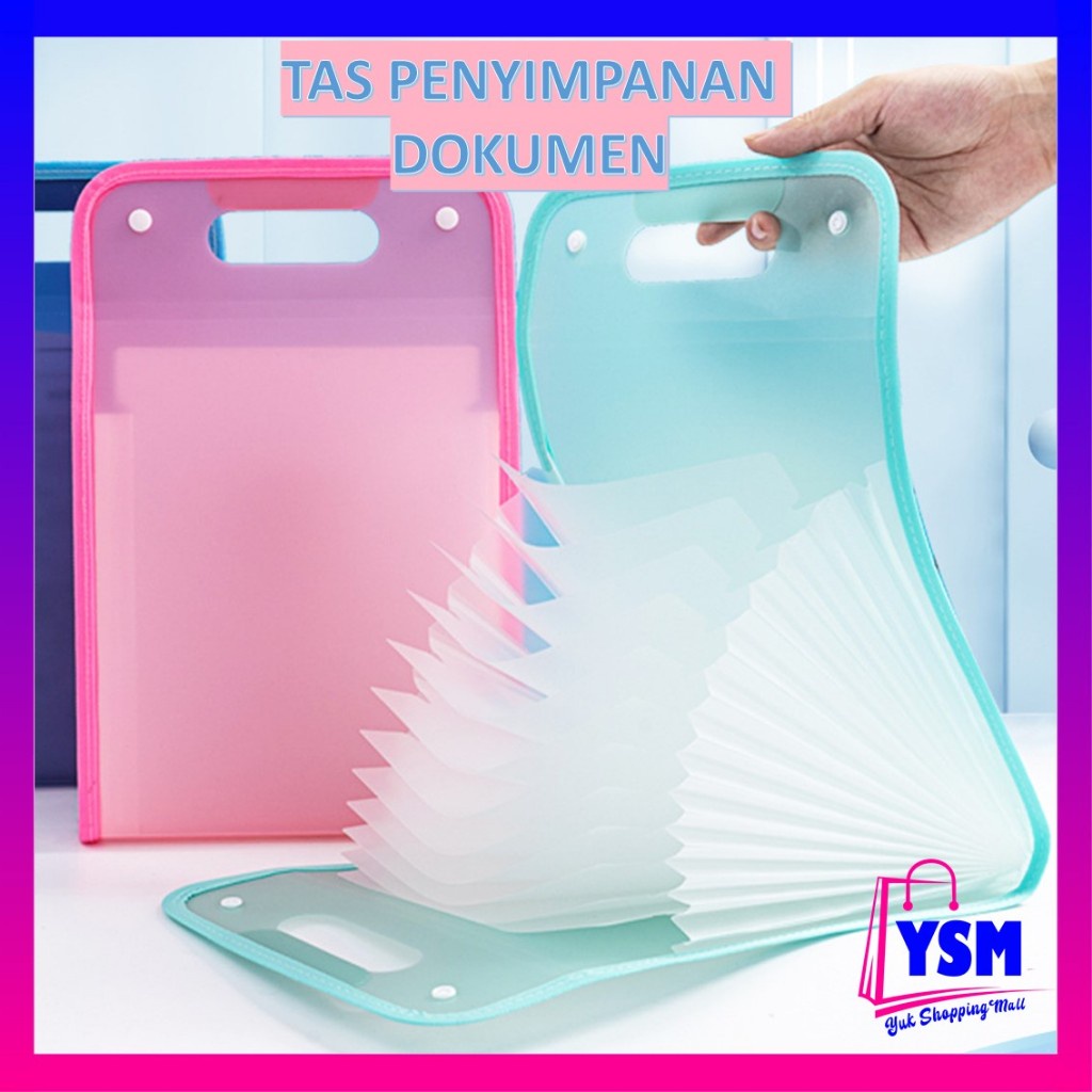 

YSM Tas file Handle Warna Transparan Anti Air Multi Layer Folder Tas File 13 Sekat Map Tas Dokumen A4 Folder Map Kerja Document