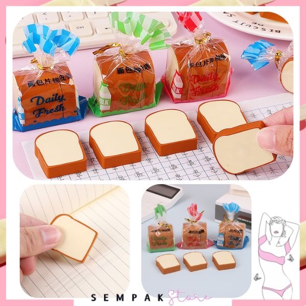 

SS Penghapus Pensil Karakter Roti Tawar Isi 4Pcs Eraser Toast Bread Hapusan Sekolah Korean Style Penghapus Pensil Lucu Bentuk Roti Panggang 4 Pcs