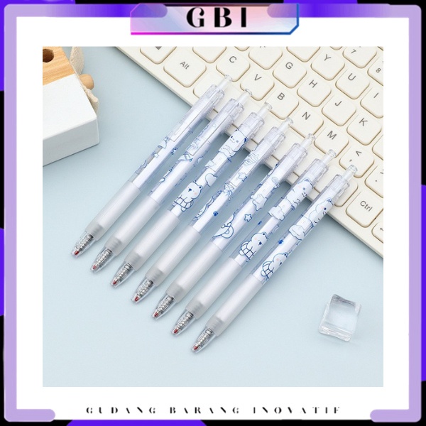 

GBI Pen Tinta Gel Mekanik Ujung Lancip Bolpoin Cetek Cetekan Alat Tulis Kantor Cute Ballpoint School Stationery ATK Murah Pulpen Lucu Aesthetic Motif Bear Pena Gel 0.5mm Warna Hitam