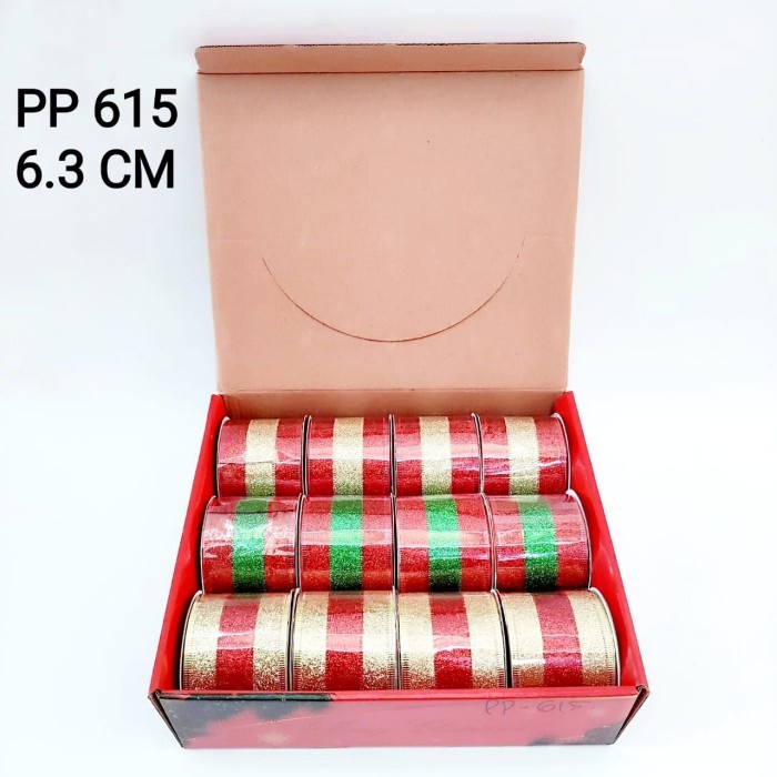 

monggo] GROSIR Pita Natal Gliter 3m Dekor Hampers Pita Kado Ornamen Natal