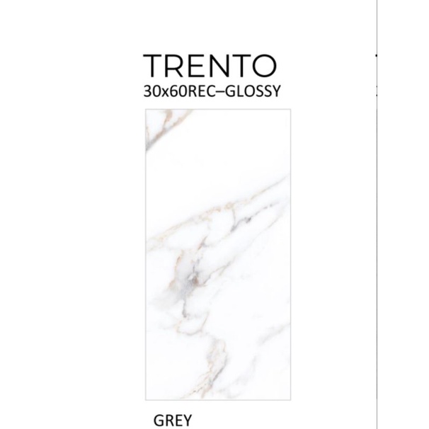 Keramik Glossy Motif Marbel Putih Abu Trento Ukuran 30x60 by Platinum/Keramik Kualitas 1 Grade A/Ker