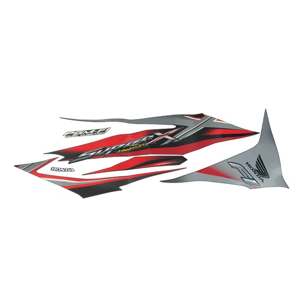 Sticker Body Set Kanan Hitam Merah Honda Supra X 125 Helm-In FI 871X0KYZ650ZAR