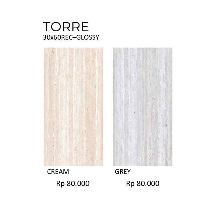 Keramik Glossy Motif Marbel Cream Dan Abu Torre Ukuran 30x60 by Platinum/Keramik Kualitas 1 Grade A/
