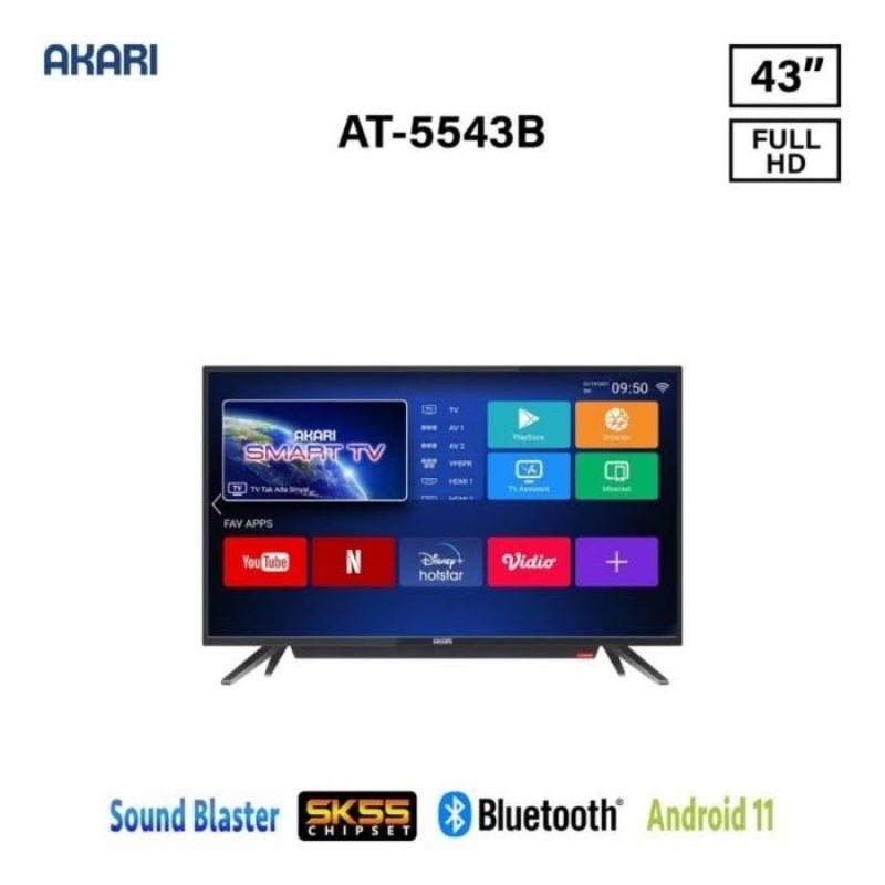 LED TV AKARI AT-5543B Android Smart TV 43 Inch With Bluetooth