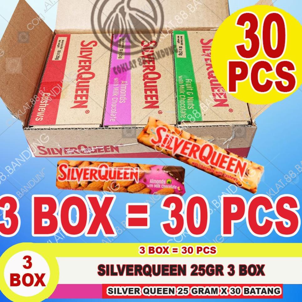 

Sierqueen 25Gr 3 Box 30 Pcs, Coklat Sier Queen 25 Gram Isi 30 Cokelat Almond Mede Fruit