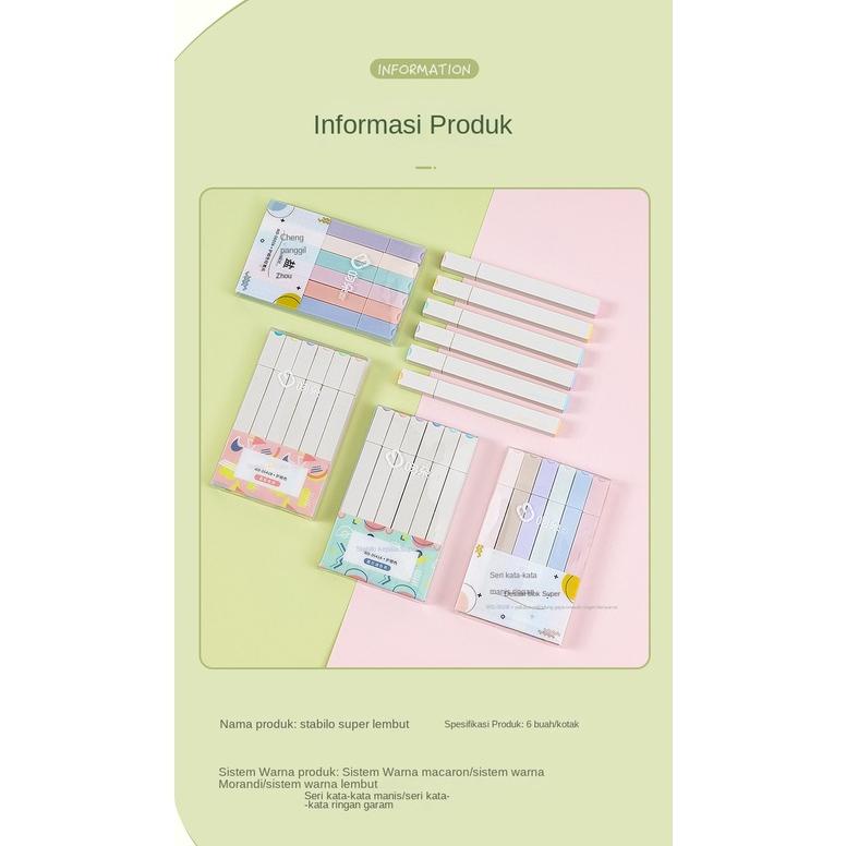 

Berkelas Highlighter Pastel 6 Colors Warna/Stabilo Ujung Tunggal / Set 6 Spidol Siswa Berwarna Set Spidol Mata Berwarna-Warni Penandaan Kasar Untuk Siswa/Hadiah Siswa Anak-Anak/Stabilo Isi 6 Warna Pastel