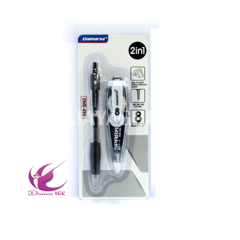 

CORRECTION TAPE Daimarse dms-450 + PULPEN GEL TIPEX SPARK 8 METER TIP X 2 IN 1