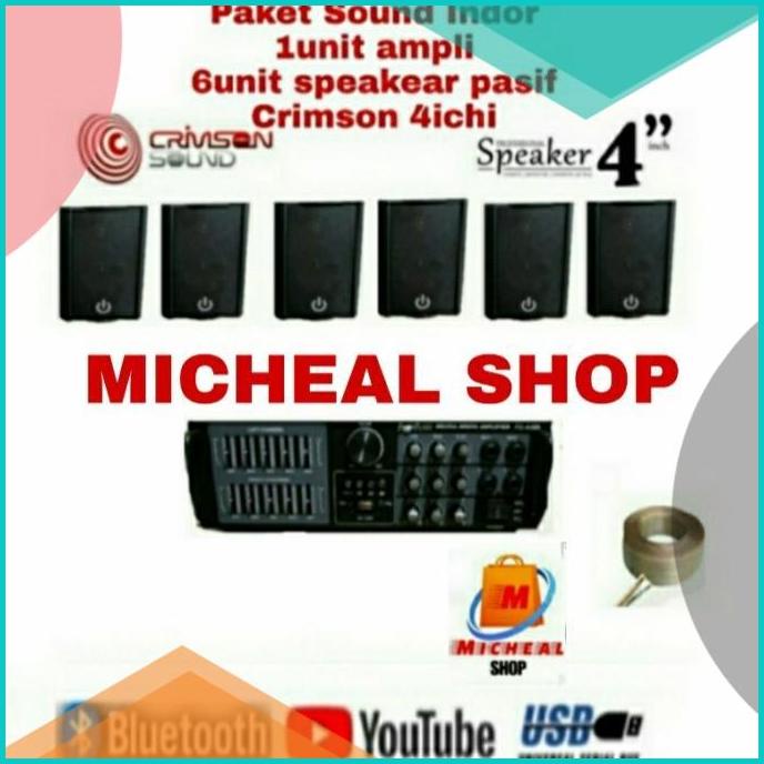 PAKET SOUND CAFE / SOUND SISTEM CAFE 1UNIT AMPLI 6UNIT SPEAKEAR 4INCHI