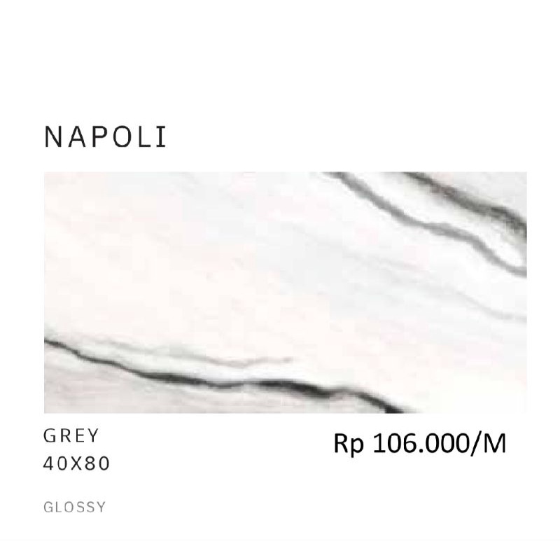 Keramik Glossy Motif Marbel Abu Napoli Ukuran 40x80 by Platinum/Keramik Kualitas 1 Grade A/Keramik G