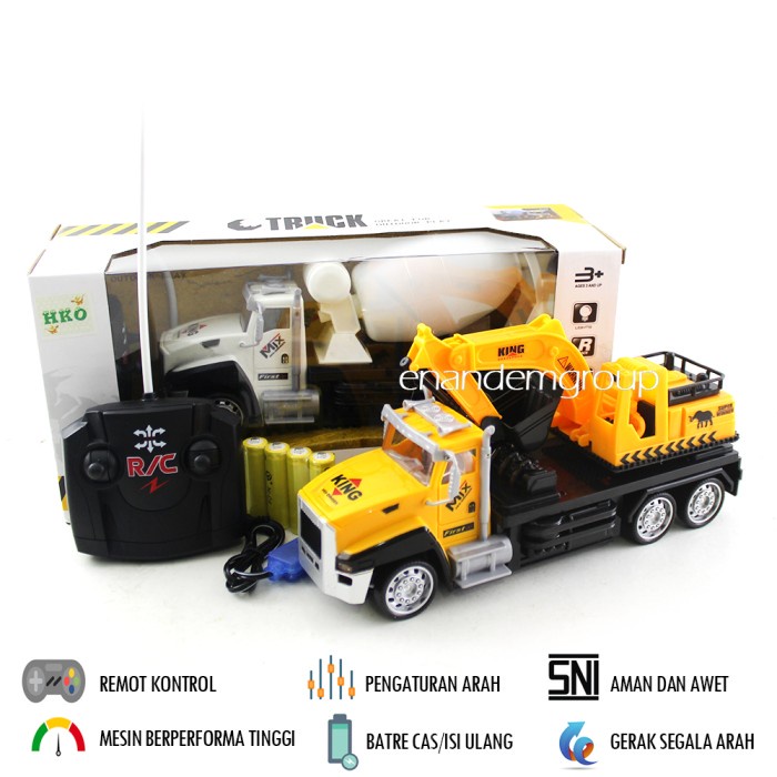 TERLARIS Mainan Mobil Remot Kontrol RC Truk Buldoser Excavator/ Truk Molen