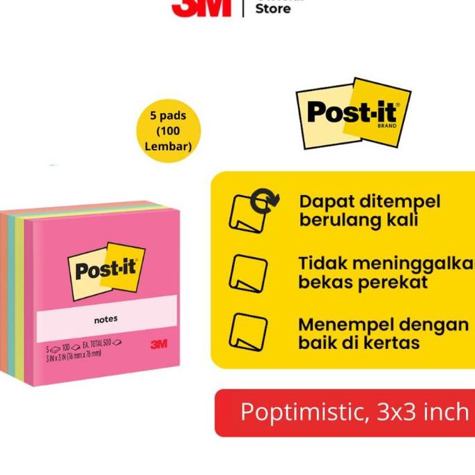 

Memo Sti/Stiy Note/Pos-It 654 3M Warna ( 1Pak/5Wrn )