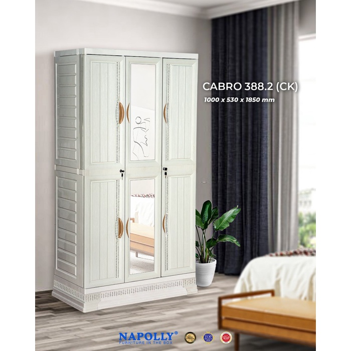 LEMARI PAKAIAN 3 PINTU + CERMIN + LACI - CABRO 388 NAPOLLY