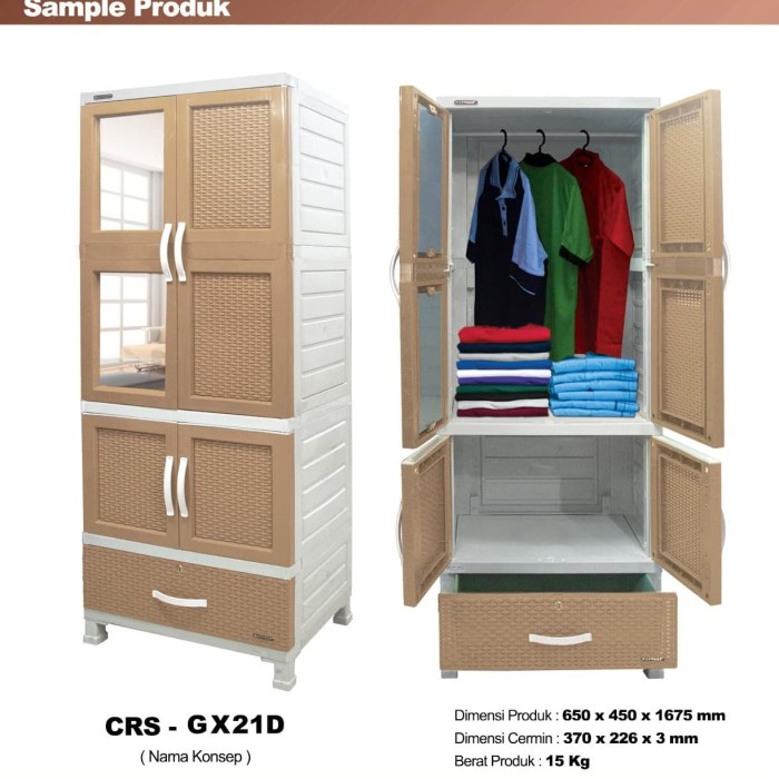 LEMARI PLASTIK NAPOLY KACA + GANTUNGAN