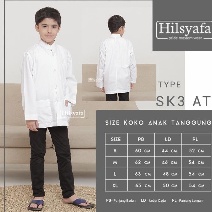 Baju koko anak SMP / Tanggung / Remaja Putih merk Hilsyafa Bukan Ammu