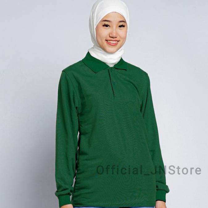 Kaos Polo Lengan Panjang + Warna Hijau Army + Long Sleeve Polo Shirts
