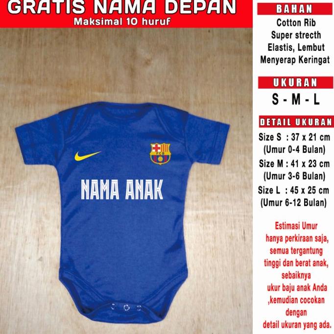 Jumper Bola Bayi Klub GRATIS NAMA DEPAN romper bayi baju bola bayi