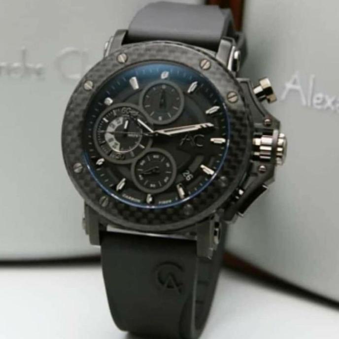 JAM TANGAN PRIA ALEXANDRE CHRISTIE 9205 RUBBER AC9205 CARBON TALI VINIYULIA1