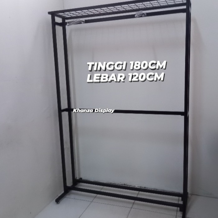 RAK BAJU BESI GAWANGAN BAJU 2 TINGKAT TINGGI 180CM PANJANG 120CM