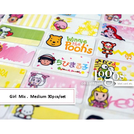 

TERLARIS Mix Girl Sticker MEDIUM Name Label. Stiker karakter campur kartun cewe