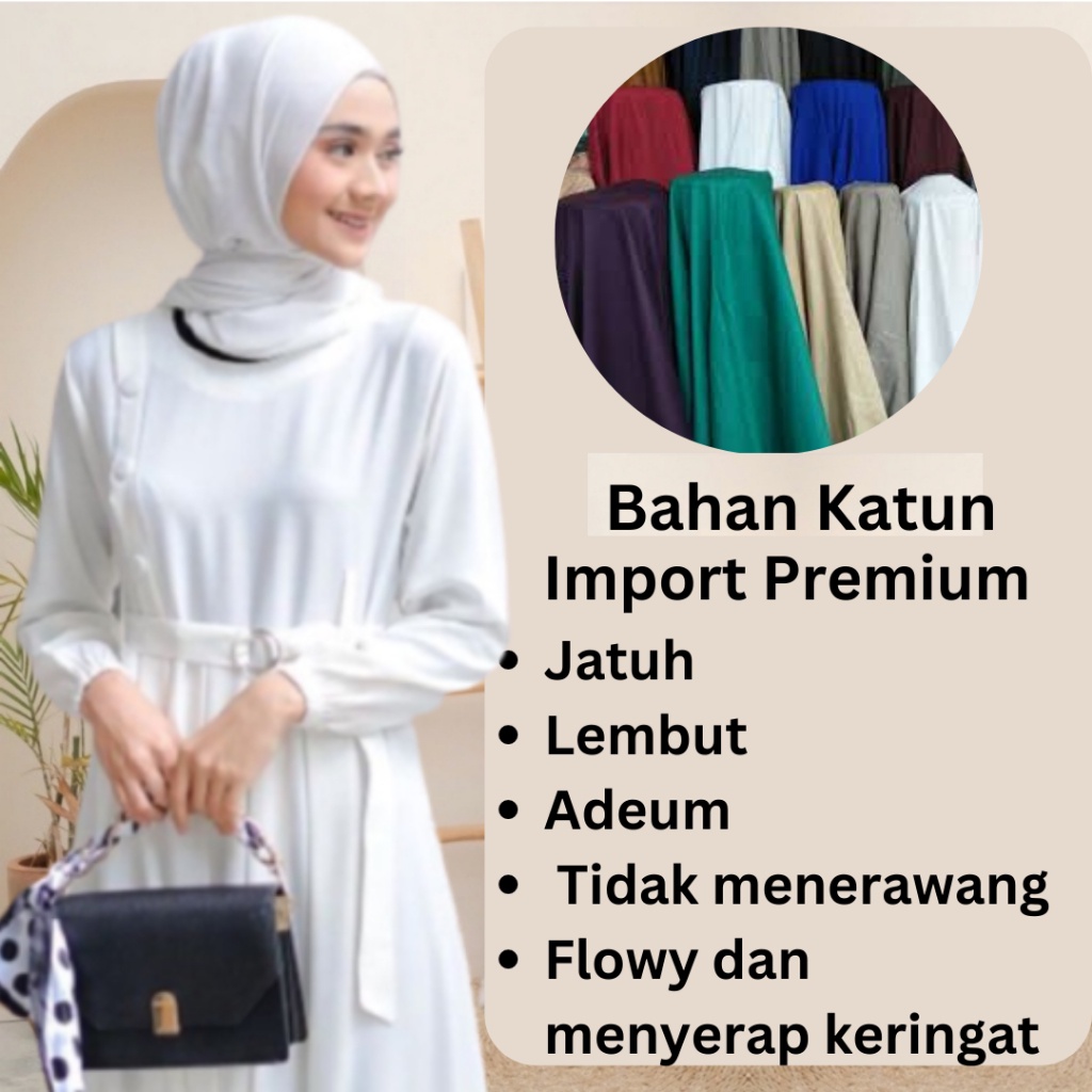 [SYAR'I TILL JANNAH] Model Gamis Terbaru 2024 Putih Polos Simpel Modern Remaja Dress Crickle Wanita