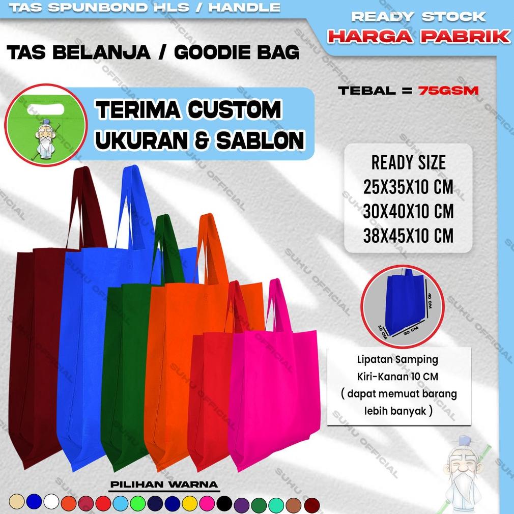 

Ready!!!(COD) SUHU Goodie Bag Tas Belanja Spunbond Model Tali Handle Kantong Kain