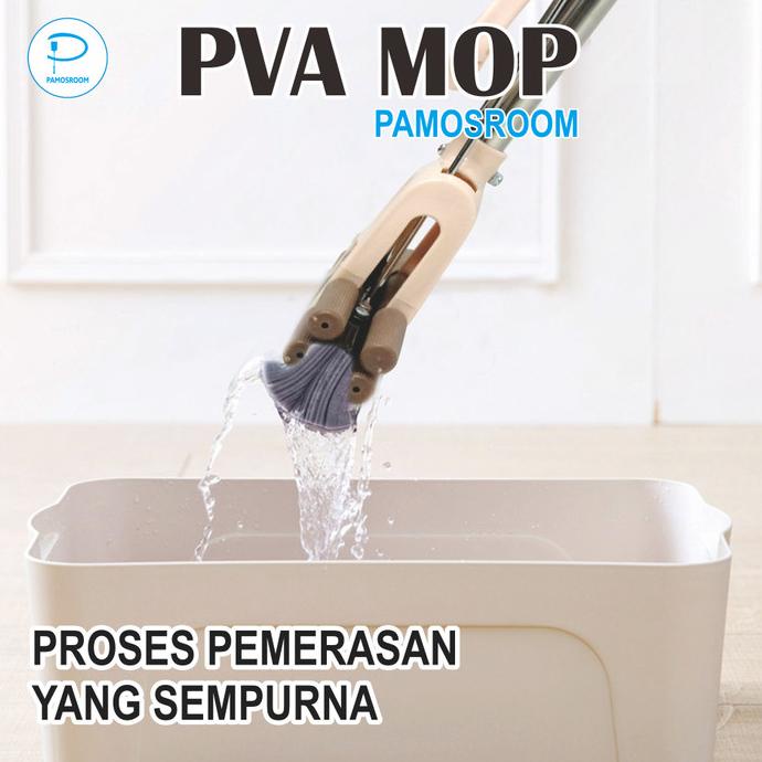 Pamosroom Alat Pel Lantai Busa Pel Sodok Pel Peras Busa PVA Mop