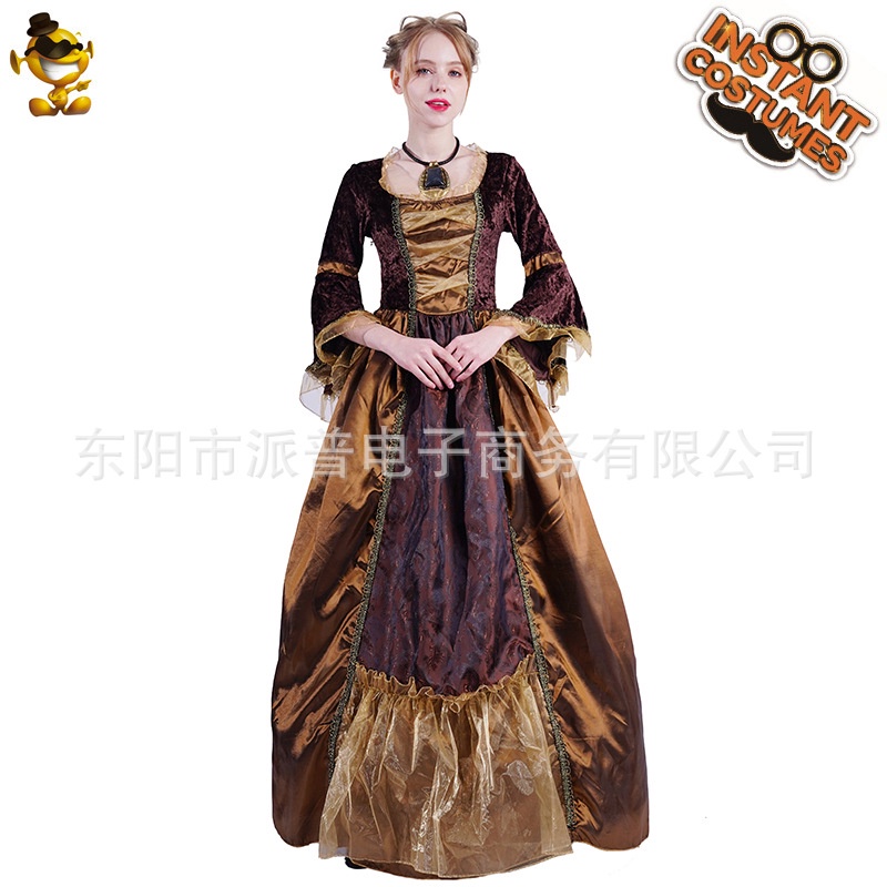 Adult Women Medieval Princess Long Dress Carnival Party Fancy Dress Cosplay Medieval Costume
