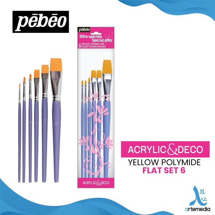 

KUAS LUKIS PEBEO YELLOW POLYAMIDE ACRYLIC AND DECO BRUSH SET ORIGINAL TERBARU