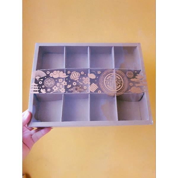 

5 pcs dus box nastar cookies mika motif imlek coklat sekat 12 uk7,3 cm