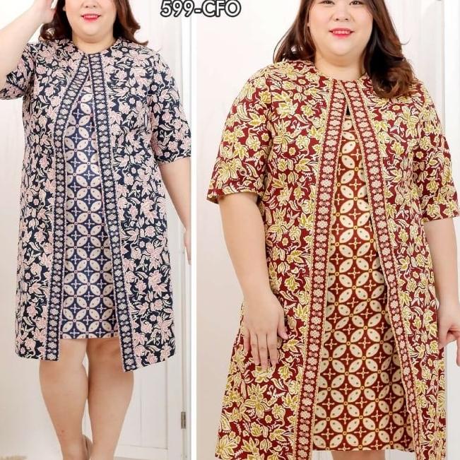 Best Sales Dress Batik Super Jumbo Wanita/Dress Batik Bigsize/Baju Imlek/Natal Limited Edition