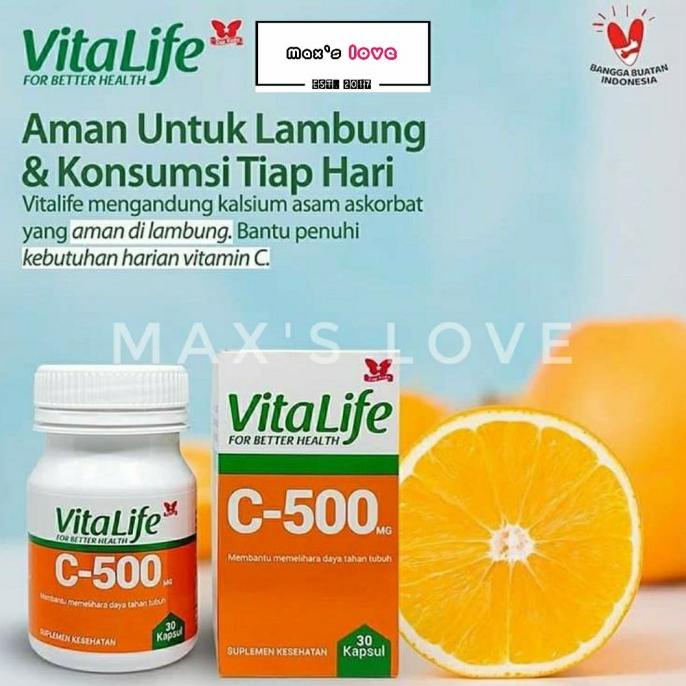 Vitalife C 500 Mg Vitamin 500Mg Suplemen 30 Kapsul Supplement