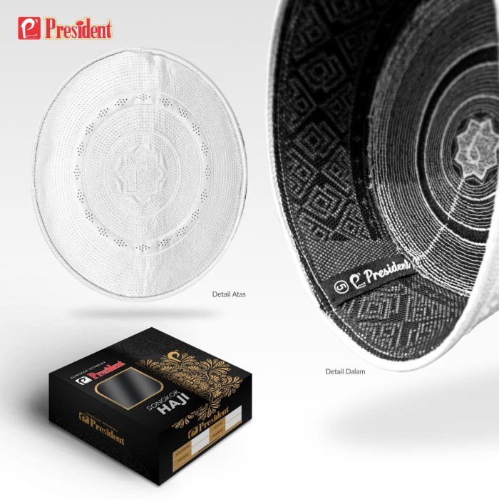 Peci Malaysia Songkok Putih Peci Haji Cap President Sudemala