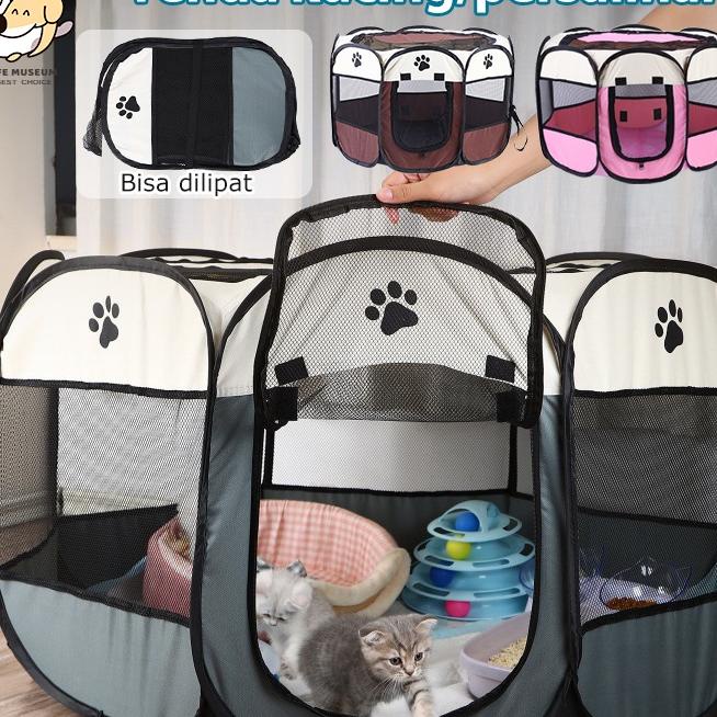 Tenda Kucing Kucing Anjing Kandang Lipat Hewan Bahan Kain Kandang Kucing Portable Tenda Hewan