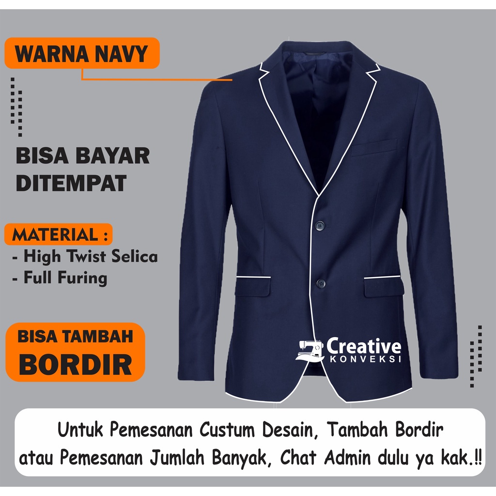 TEBAL DINGIN STYLE KOREA / Jas Almamater, Warna navy lis putih Jas Osis, Jas Sekolah SMP / jas