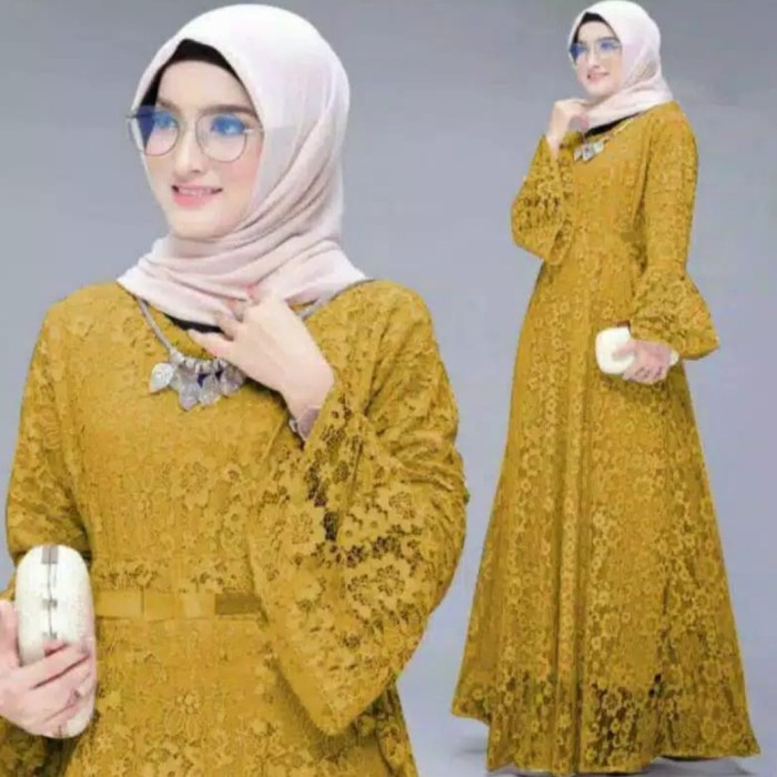 Maxi Dress Full Brukat/Gamis Yunita/Gamis Viral/Gamis Kece Ready