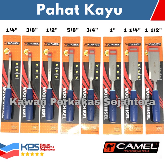 

Camel Pahat Kayu Set (8 Pcs) 1/4 3/8 1/2 5/8 3/4 1 1-1/4 1-1/2 Inch