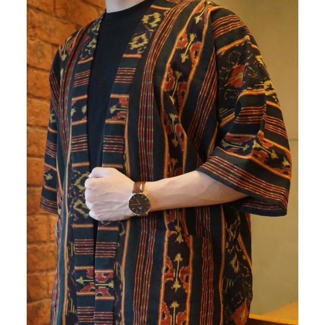 KIMONO ETNIK BLAZER CARDI TENUN SONGKET FULL MOTIF PREMIUM PRIA LD 120