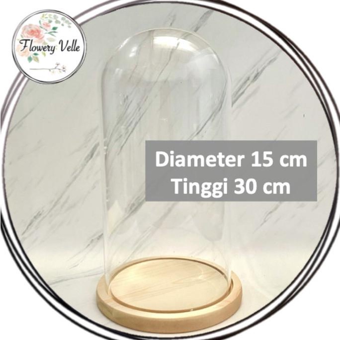 Glass Dome Besar Kubah Kaca Flower Dome Jar Kosong Display Box