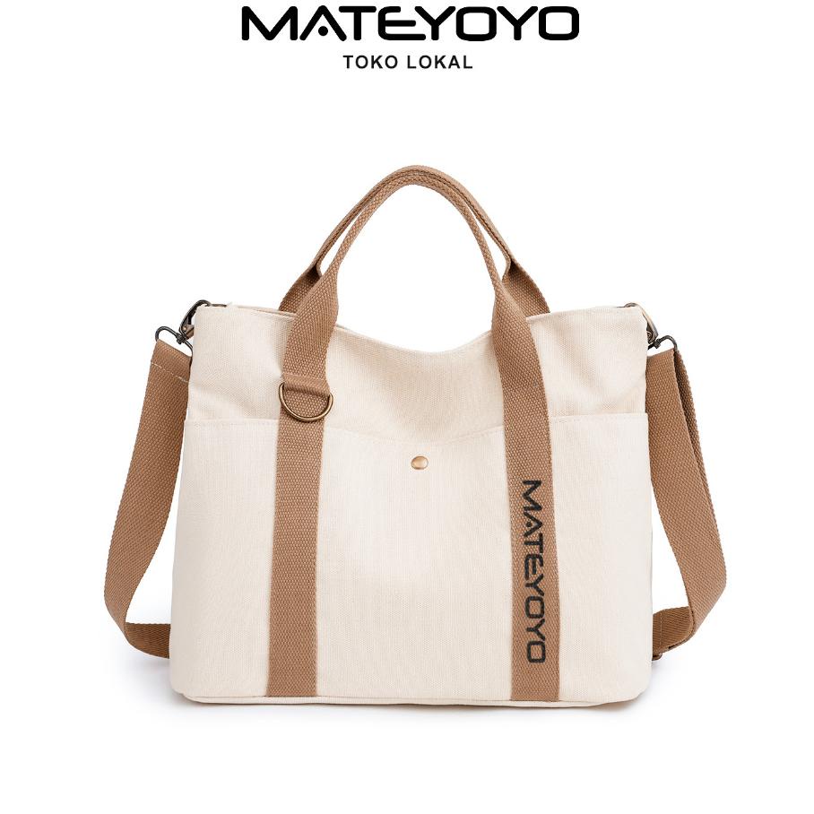 Mateyoyo Tas Wanita Kapasitas Besar Commuter Kanvas Tas Fashion Tote Bag Kerja Satu Tas Bahu Kualita