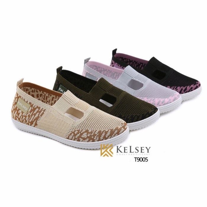 Sepatu Kelsey Original / Sepatu Slip On Wanita / Flat Shoes Fly Knit