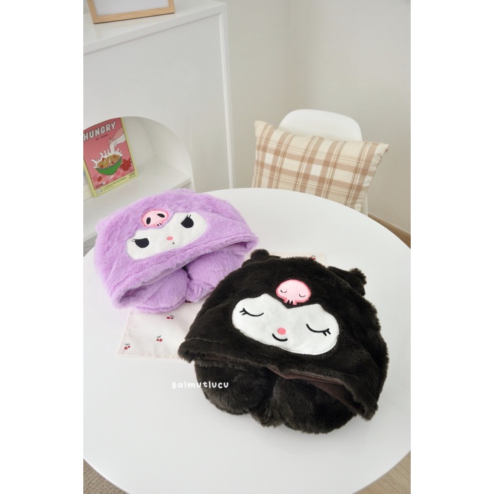 Bantal Leher Hoodie Karakter Disney Sanrio Neck Pillow U-Shaped