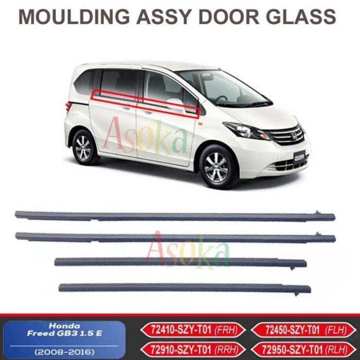 talang mobil Karet Pelipit Kaca Pintu List Luar Honda Freed 2009 2010