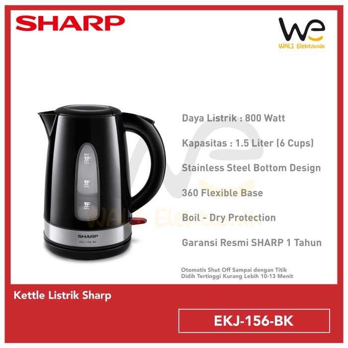 Teko Pemanas Air - Sharp Kettle Jug Ekj-156-Bk / Teko Pemanas Air / Teko Listrik Ekj 156