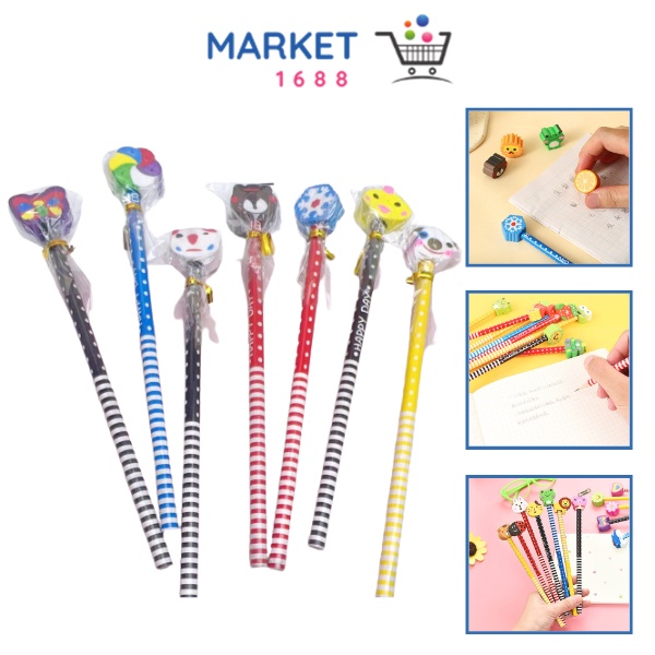 

Market1688 Pensil Karakter Kartun Lucu Motif Garis Polkadot Pensil Karakter + Penghapus Pensil Lucu Ada Penghapus 3D Pensil Fancy Unik Pensil Warna-Warni Untuk Souvenir Alat Tulis Sekolah TK SD Cartoon Pencil With Eraser